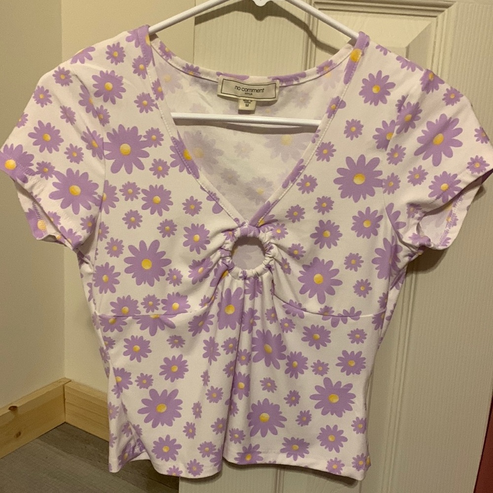 Purple flower crop top size med